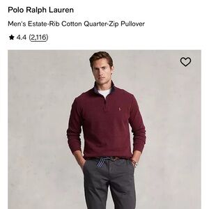 Polo Ralph Lauren Men's Maroon Quarter-Zip Sweater